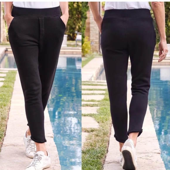 Frank & Eileen Black Tulip Ankle Pants Pull-On Fleece Sweatpants Women's XS - Picture 1 of 10